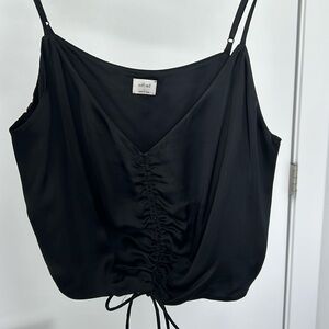 Aritzia Wilfred Satin Ruched Crop Tank Top size Large